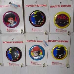 6 Dick Tracy Pinback Buttons NOC  Jess Trueheart +